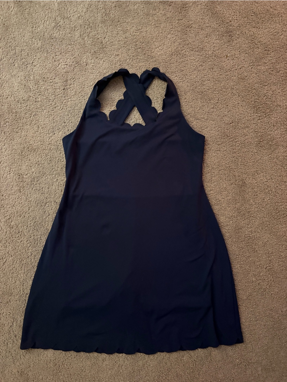 J. Crew Scalloped Crossback Athletic Tennis Dress in Navy